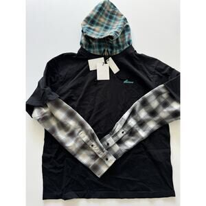 We11done Black Checkered Patch Long-Sleeved T Shirt XL NWT